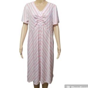 🔥Sale Woman Within Women's 14/16 V-neck Striped Short Sleeve